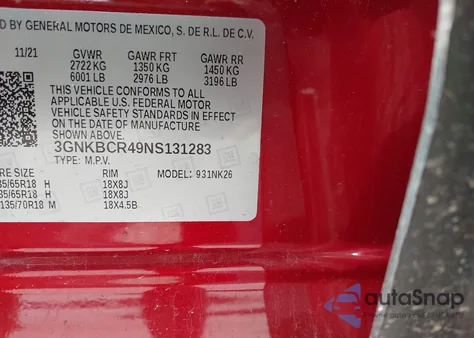 2022 Chevrolet Blazer Fwd 2Lt from USA, damaged, VIN 3GNKBCR49NS131283